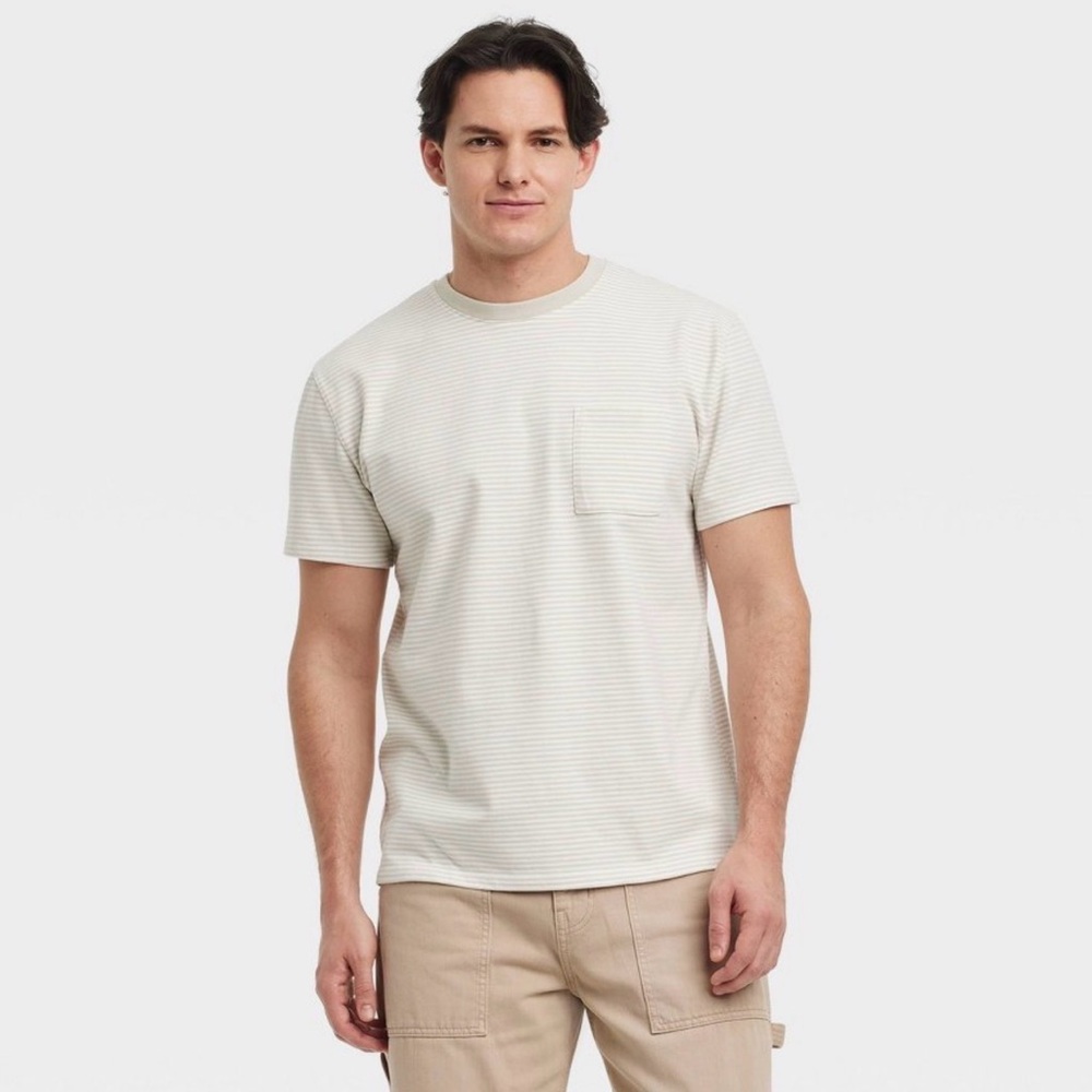 Men's Striped Vintage Short Sleeve Pocket T-Shirt